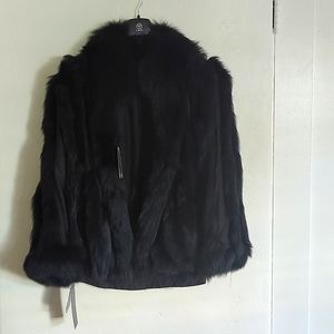 George Simonton Couture Reversible Silk & Genuine Fox Fur Jacket, size small NWT
